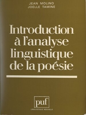 cover image of Introduction à l'analyse linguistique de la poésie